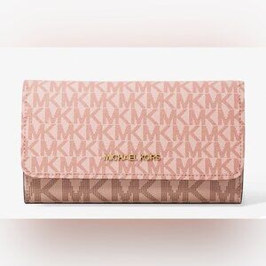 Michael Kors Pink Monogram Wallet- Jet Set Travel - NWT
